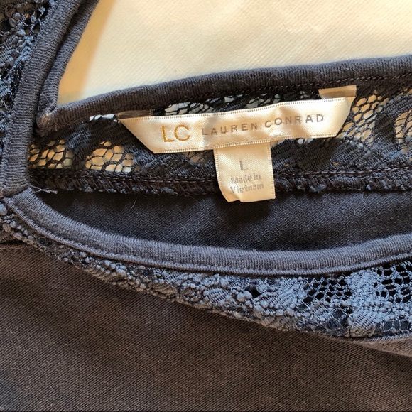 Lauren Conrad Gray V-Neck Lace Detail Dress - Picture 5 of 6